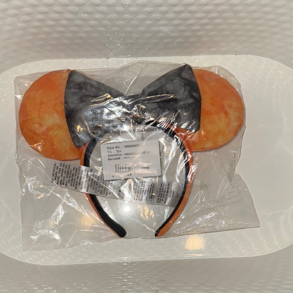 Orange and Black Tie Dye Halloween Mickey Ears